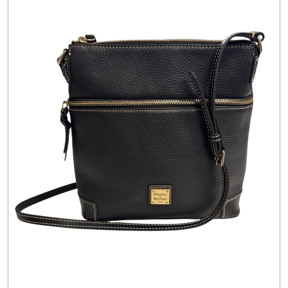 Dooney & Bourke Black Pebble Leather Crossbody Bag with Gold Accents NWOT